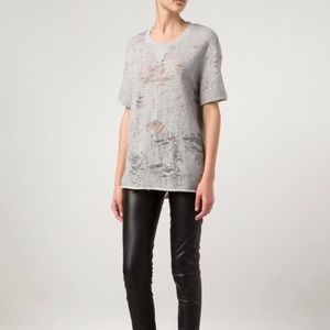 IRO "Gaetane"  Distressed Short Sleeve Sweatshirt - reversible! Small.